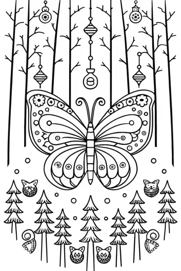 A coloring page of Butterfly’s Enchanted Lantern Festival Coloring Page