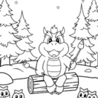 Bowser’s Cozy Campfire Night Coloring Page