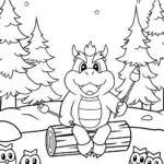 Bowser’s Cozy Campfire Night Coloring Page