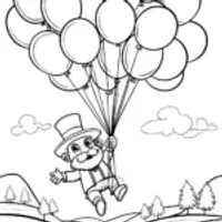 Gnome Balloon Adventure Coloring Page