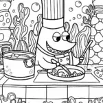 Shark Chef’s Seafood Feast Coloring Page