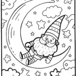 Gnome Under the Stars Coloring Page