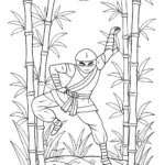 Ninja in the Moonlit Bamboo Grove Coloring Page