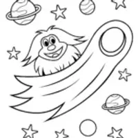 Huggy Wuggy’s Cosmic Adventure Coloring Page