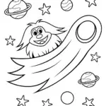 Huggy Wuggy’s Cosmic Adventure Coloring Page