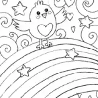 Chick’s Adventure on a Rainbow Coloring Page