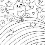Chick’s Adventure on a Rainbow Coloring Page