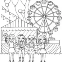 Bratz Dolls’ Night at the Carnival Coloring Page