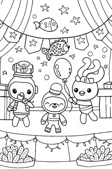 A coloring page of Octonauts Underwater Carnival Celebration Coloring Page