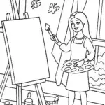 Barbie’s Whimsical Art Studio Coloring Page