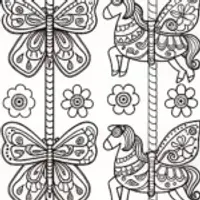 Whimsical Butterfly Carousel Coloring Page