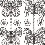 Whimsical Butterfly Carousel Coloring Page