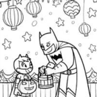 Batman at the Lantern Festival Coloring Page