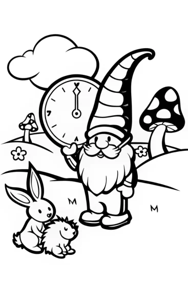 A coloring page of Gnome’s Enchanted Timekeeper Coloring Page