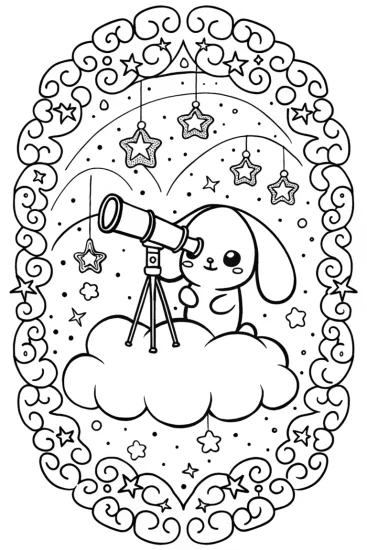 A coloring page of Cinnamoroll’s Starry Adventure Coloring Page