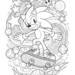 Sonic’s Cosmic Skate Adventure Coloring Page