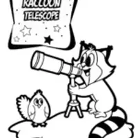Raccoon Stargazing Coloring Page