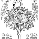Flamingo Fashion Parade Coloring Page