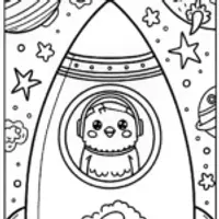 Chick’s Space Adventure Coloring Page