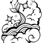 Mermaid’s Dreamy Starry Flight Coloring Page