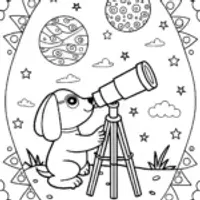 Puppy Astronomer Coloring Page