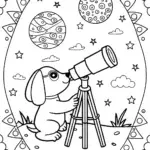 Puppy Astronomer Coloring Page