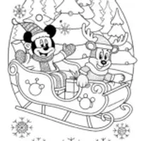 Mickey Mouse Winter Wonderland Sleigh Ride Coloring Page