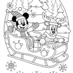 Mickey Mouse Winter Wonderland Sleigh Ride Coloring Page