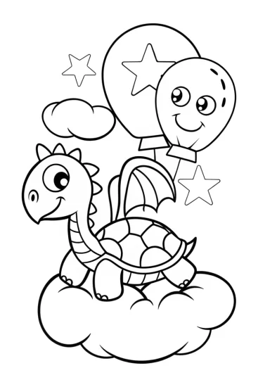 A coloring page of The Rainbow Friends’ Cloud Adventure Coloring Page