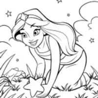 Jasmine’s Starry Garden Adventure Coloring Page