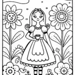 Alice in the Enchanted Tea Garden Coloring Page