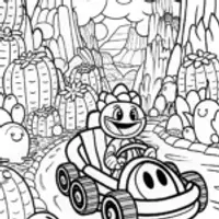 Koopa Troopa Canyon Racing Coloring Page