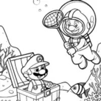 Mario and Luigi’s Underwater Adventure Coloring Page