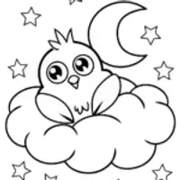 Chick’s Dreamy Starry Adventure Coloring Page