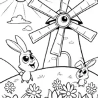 The Whimsical Windmill Coloring Page