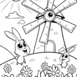 The Whimsical Windmill Coloring Page
