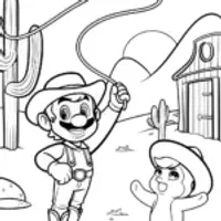 Mario and Luigi’s Wild West Adventure Coloring Page