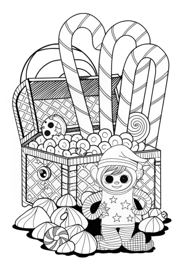A coloring page of Huggy Wuggy’s Toy Treasure Hunt Coloring Page
