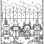 Whimsical Harvest Parade Coloring Page