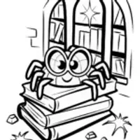 Spider’s Enchanted Book Nook Coloring Page