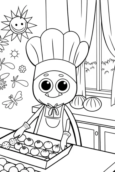 A coloring page of The Spider Chef Coloring Page