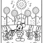 Mickey in the joyful music garden coloring page