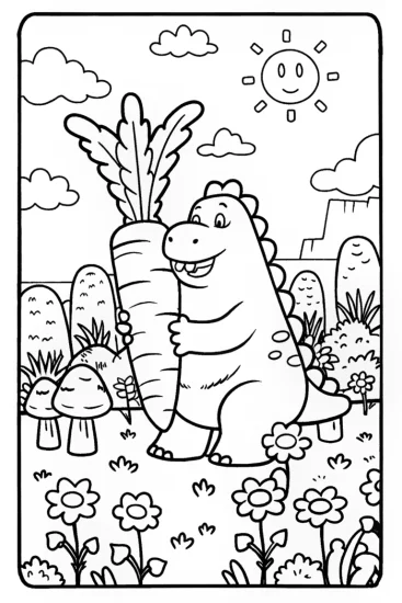 A coloring page of Godzilla’s Garden Adventure Coloring Page