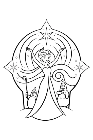 A coloring page of Elsa’s Enchanted Ice Music Festival Coloring Page