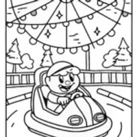 Bumper Car Carnival Coloring Page