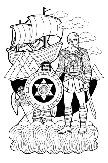 A coloring page of Captain America’s Historical Journey Coloring Page