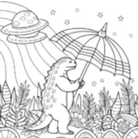 Godzilla’s Galactic Garden Adventure Coloring Page