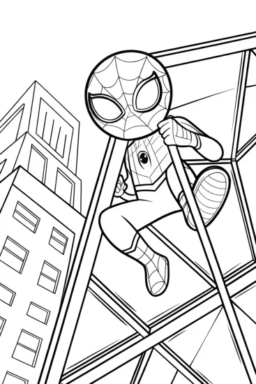 A coloring page of Miles Morales Kaleidoscopic Climb Coloring Page