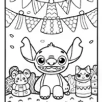 Stitch’s Festival of Fabrics Coloring Page