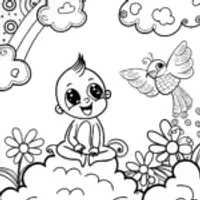 Baby’s Adventure in the Cloud Kingdom Coloring Page
